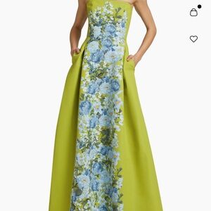 ISO** Sachin + Babi Strapless Lime and Blue Floral Dress